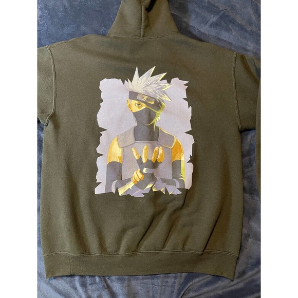Naruto Shippuden Naruto HaTake Kakashi 20th Anniversary Black Hoodie Sz M - Picture 12 of 13
